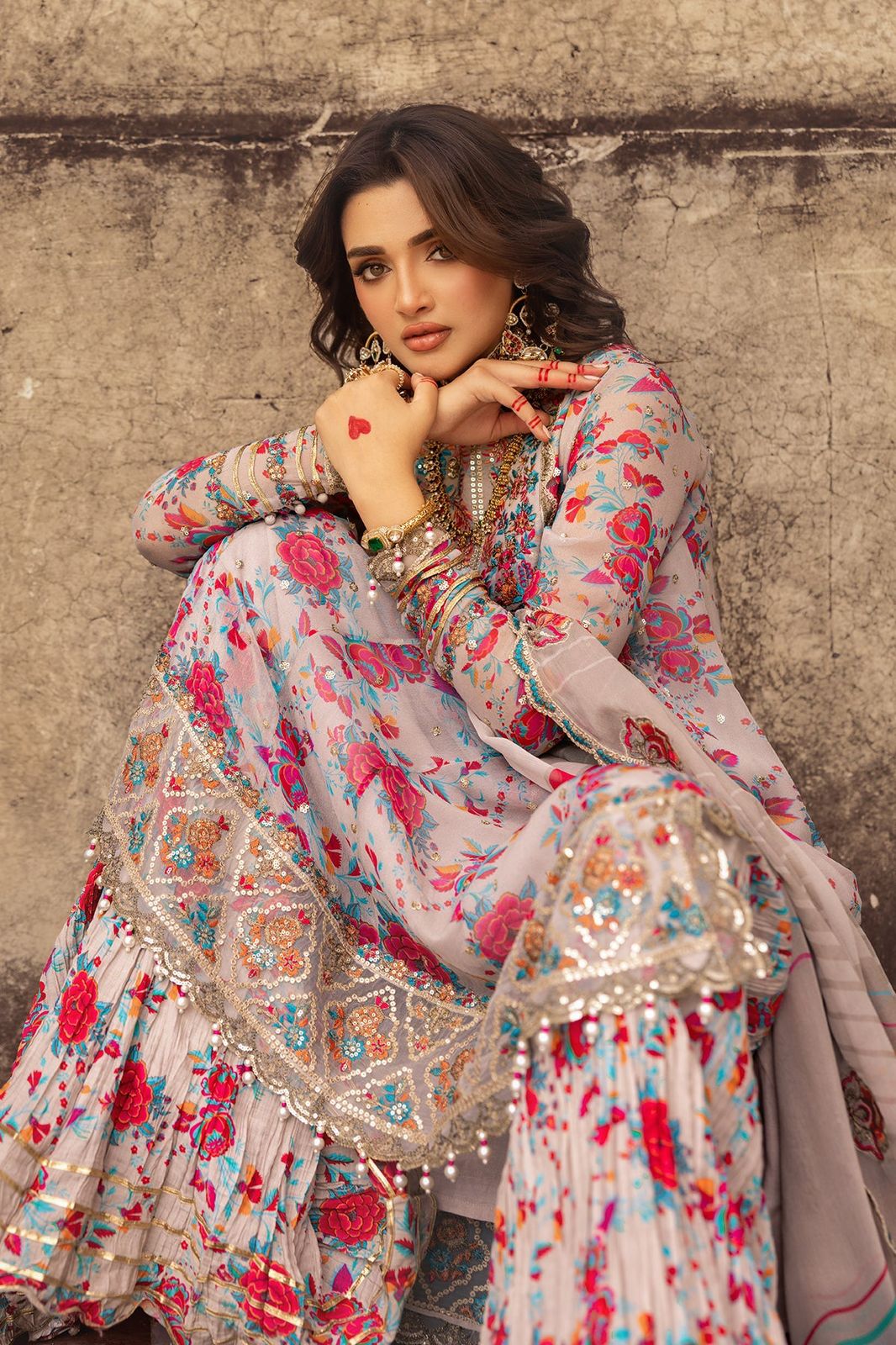 ✨  Charizma Unstitched Replica ✨  Luxury Chiffon Embroidered 3PC Suit FBL