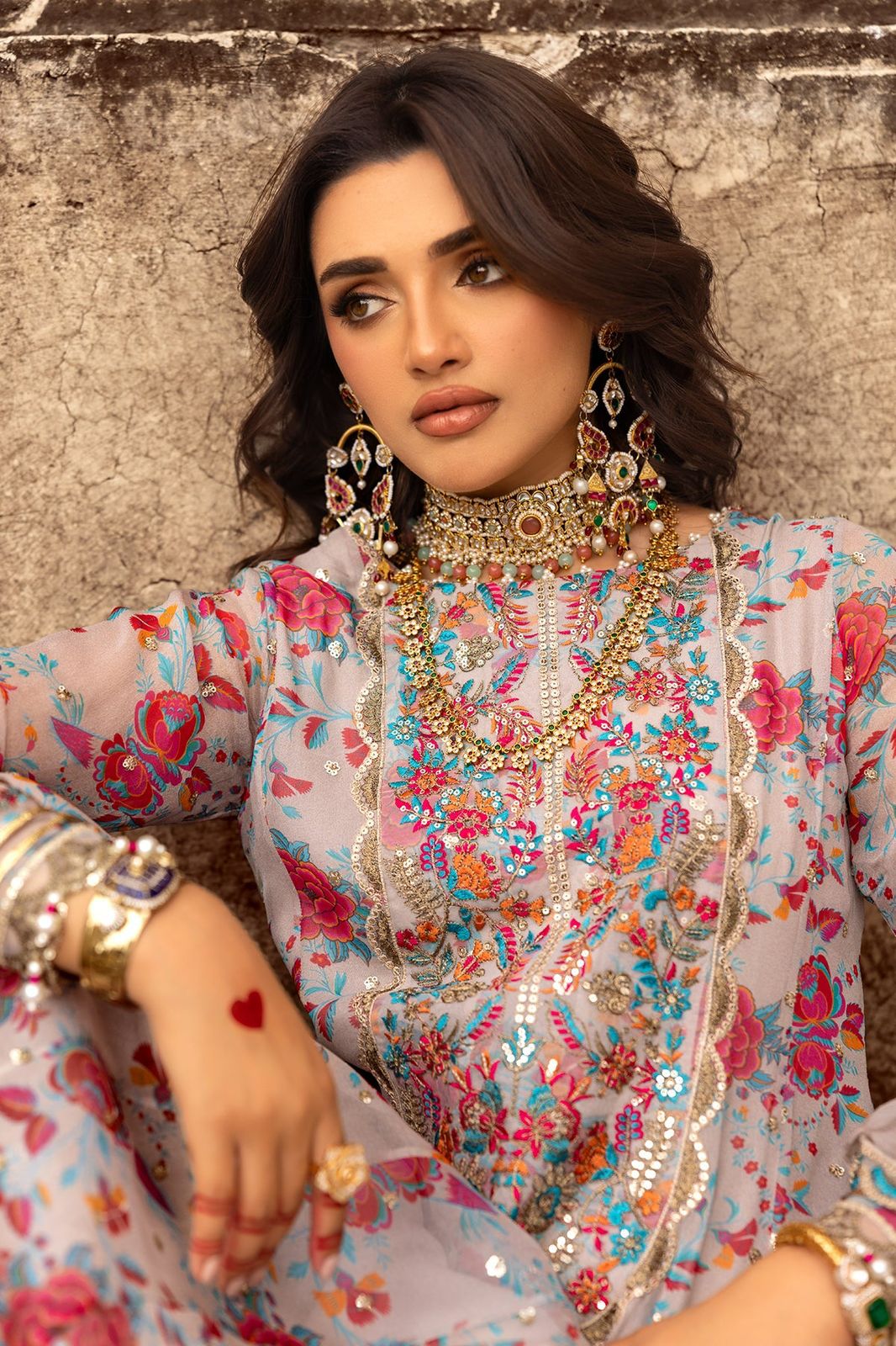 ✨  Charizma Unstitched Replica ✨  Luxury Chiffon Embroidered 3PC Suit FBL