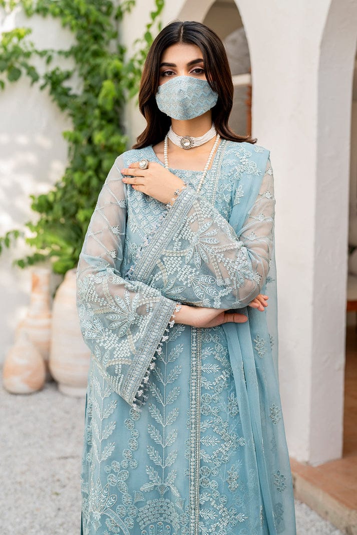 Brand: FLOSSIE Cationic Chiffon & Boski Malai  Luxury Unstitched 3-Piece Suit FBL