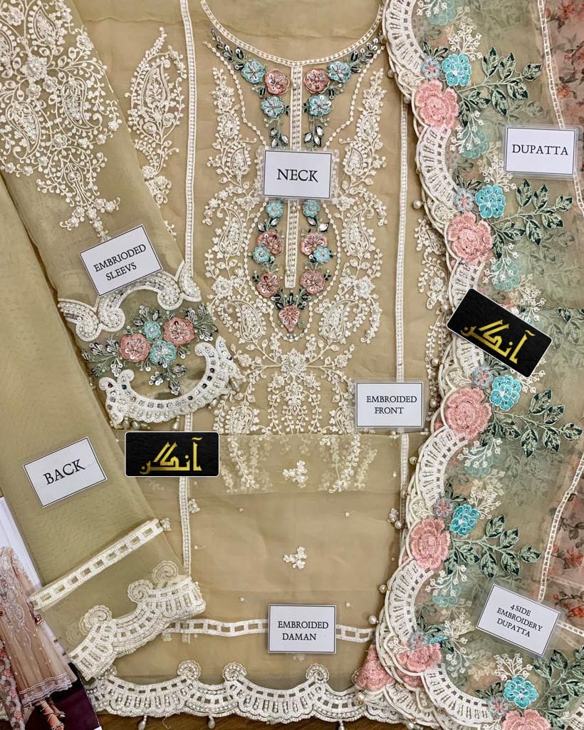 MARIA.B Chiffon Embroidered & Hand-Embellished Luxury Unstitched 3-Piece MR