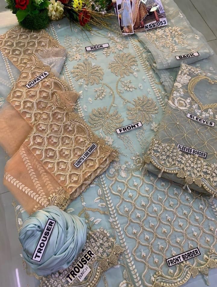 AGHA NOOR Luxury Organza ✨  Embroidered Unstitched 3PC Suit MR