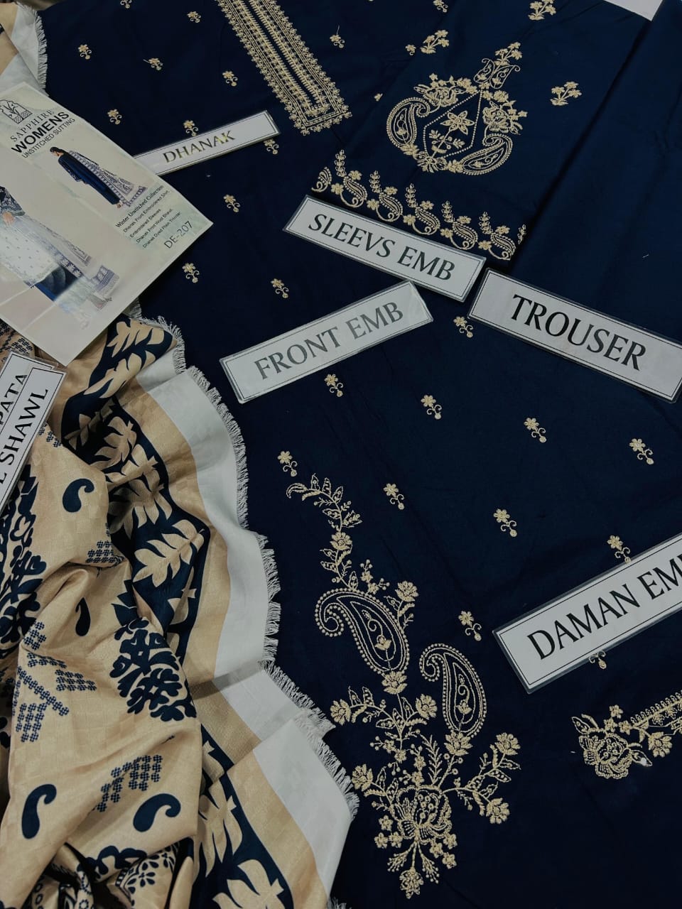 New Arrival – Premium Air-Jet Dhanak 3PC Embroidered Suit FBL