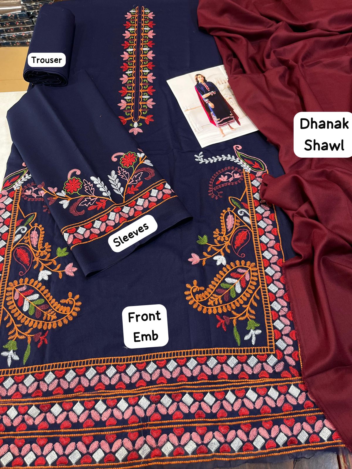 Urge Winter 2025 Hot Collection – Dhanak Embroidered 3PC Suit AB