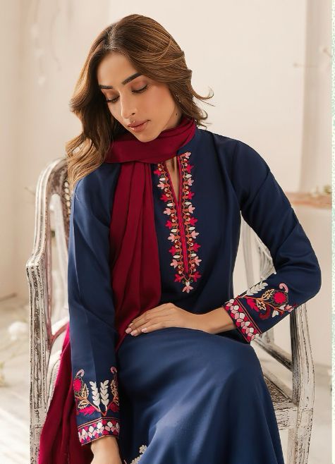 Urge Winter 2025 Hot Collection – Dhanak Embroidered 3PC Suit AB