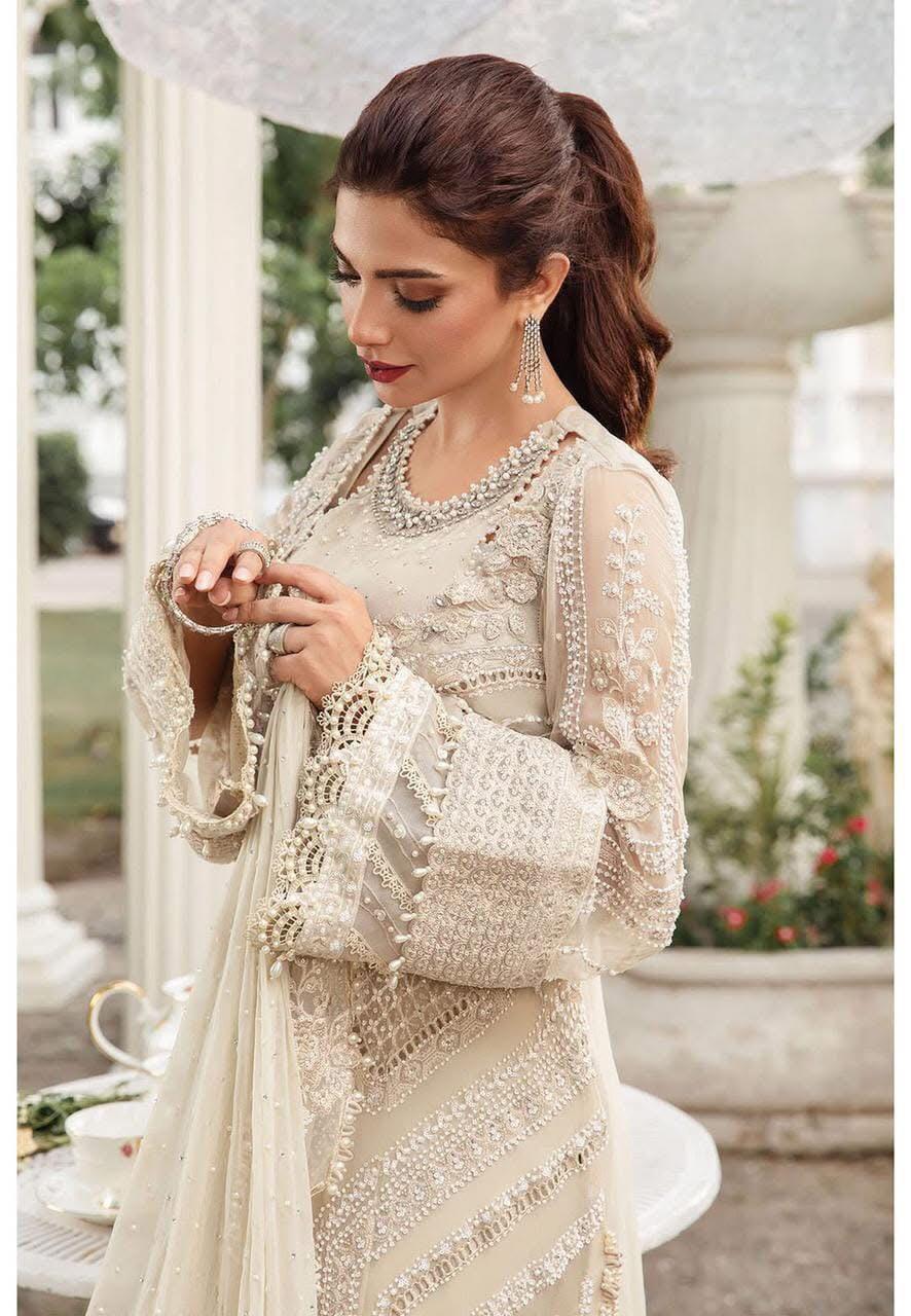 Maria B Luxury Embroidered Chiffon 3PC Unstitched Suit AB