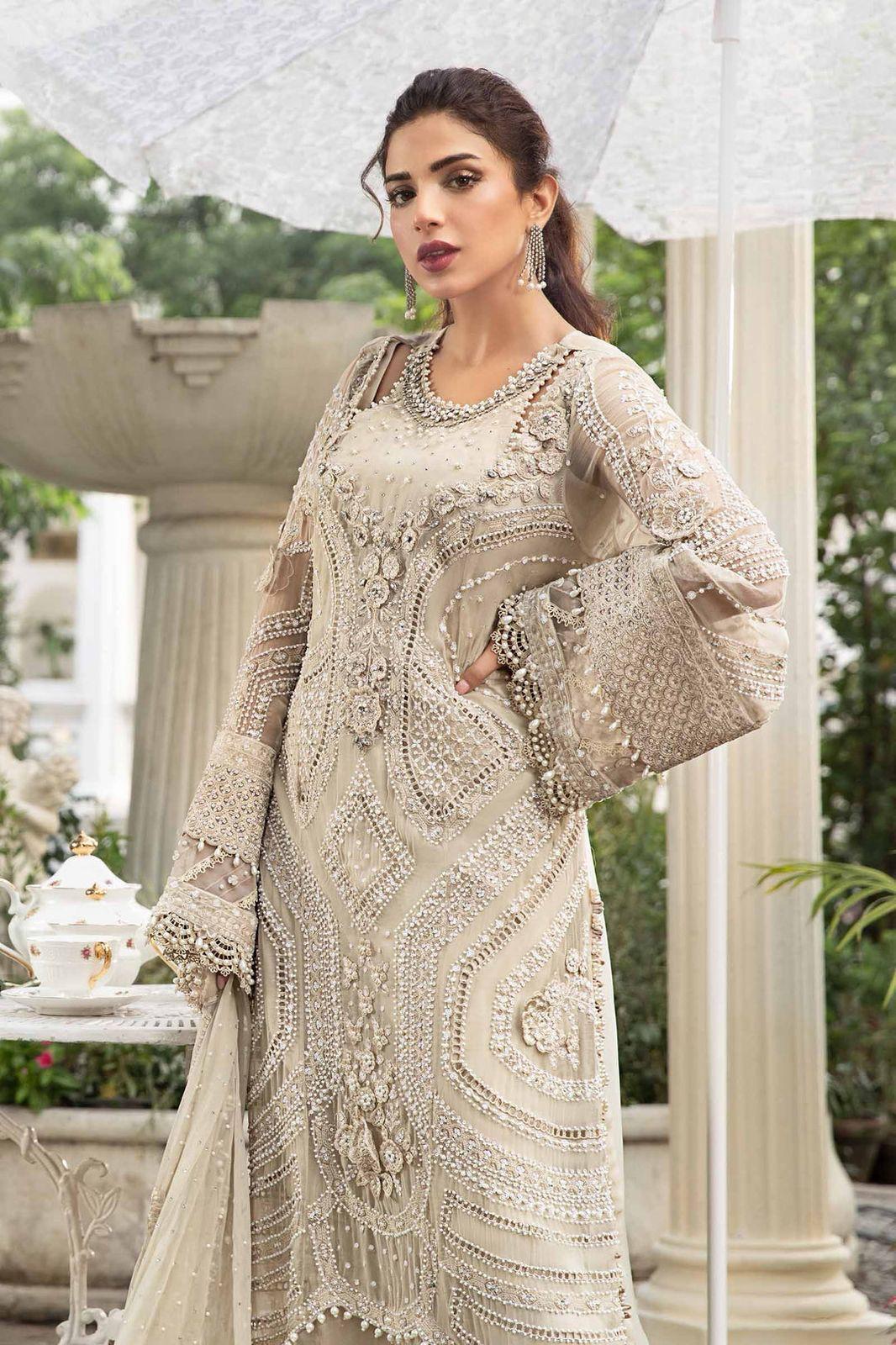 Maria B Luxury Embroidered Chiffon 3PC Unstitched Suit AB
