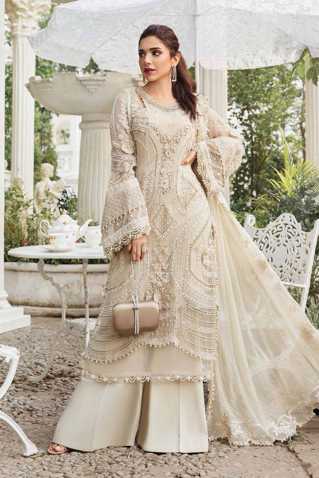 Maria B Luxury Embroidered Chiffon 3PC Unstitched Suit AB