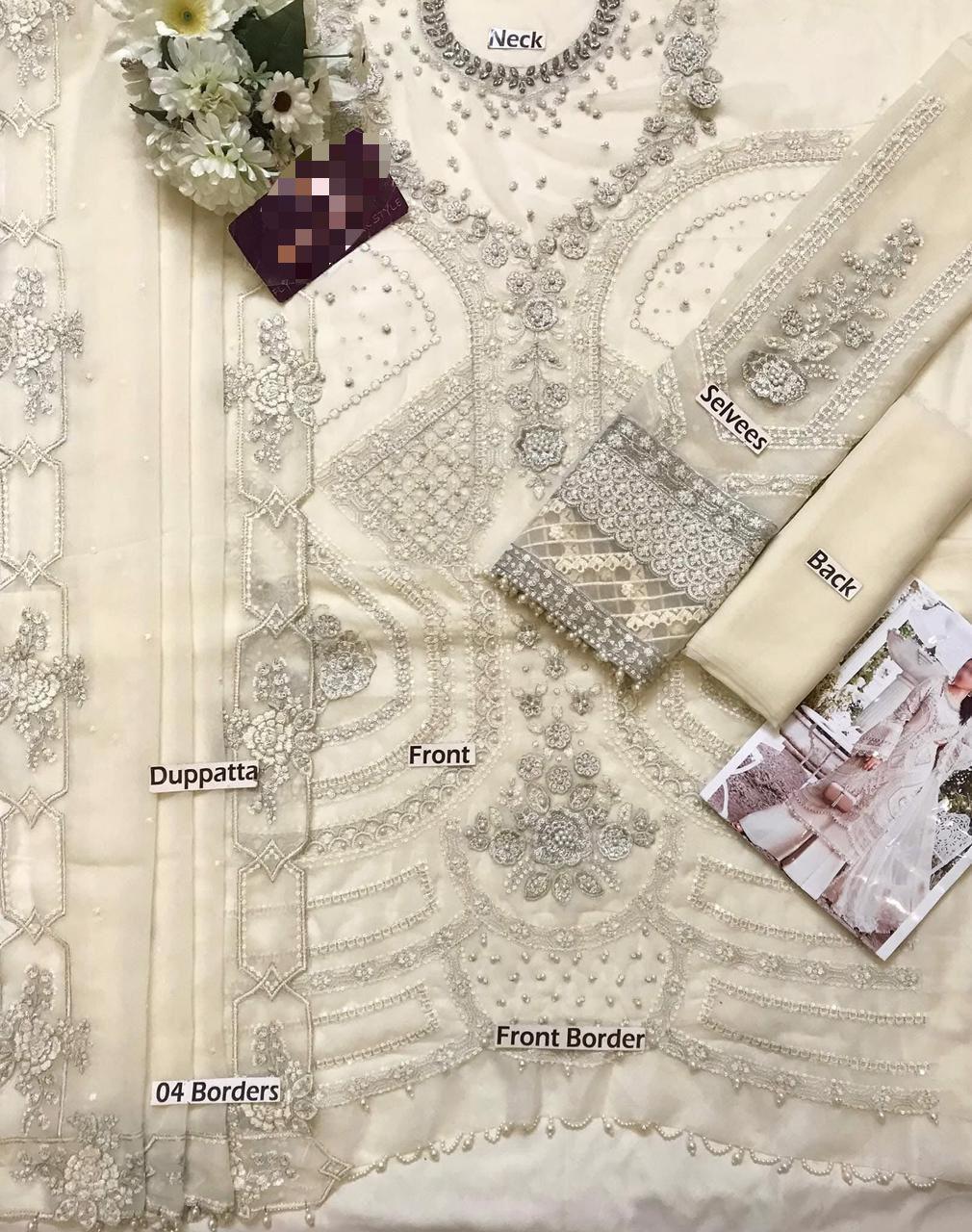 Maria B Luxury Embroidered Chiffon 3PC Unstitched Suit AB