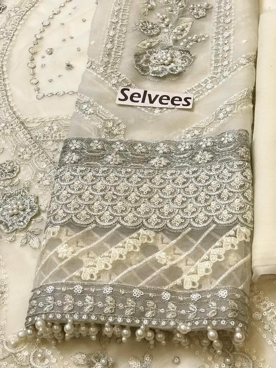 Maria B Luxury Embroidered Chiffon 3PC Unstitched Suit AB