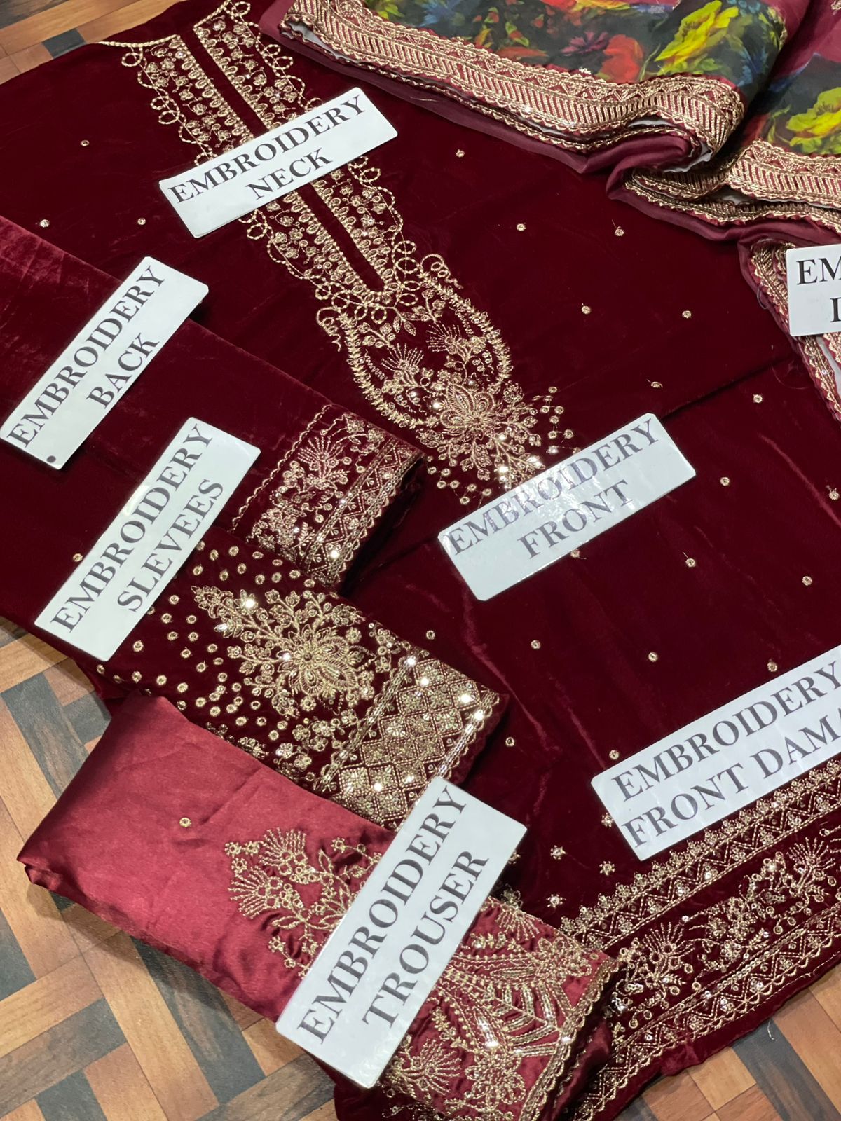 JAZMINE Luxury Embroidered Velvet 3PC Suit AB