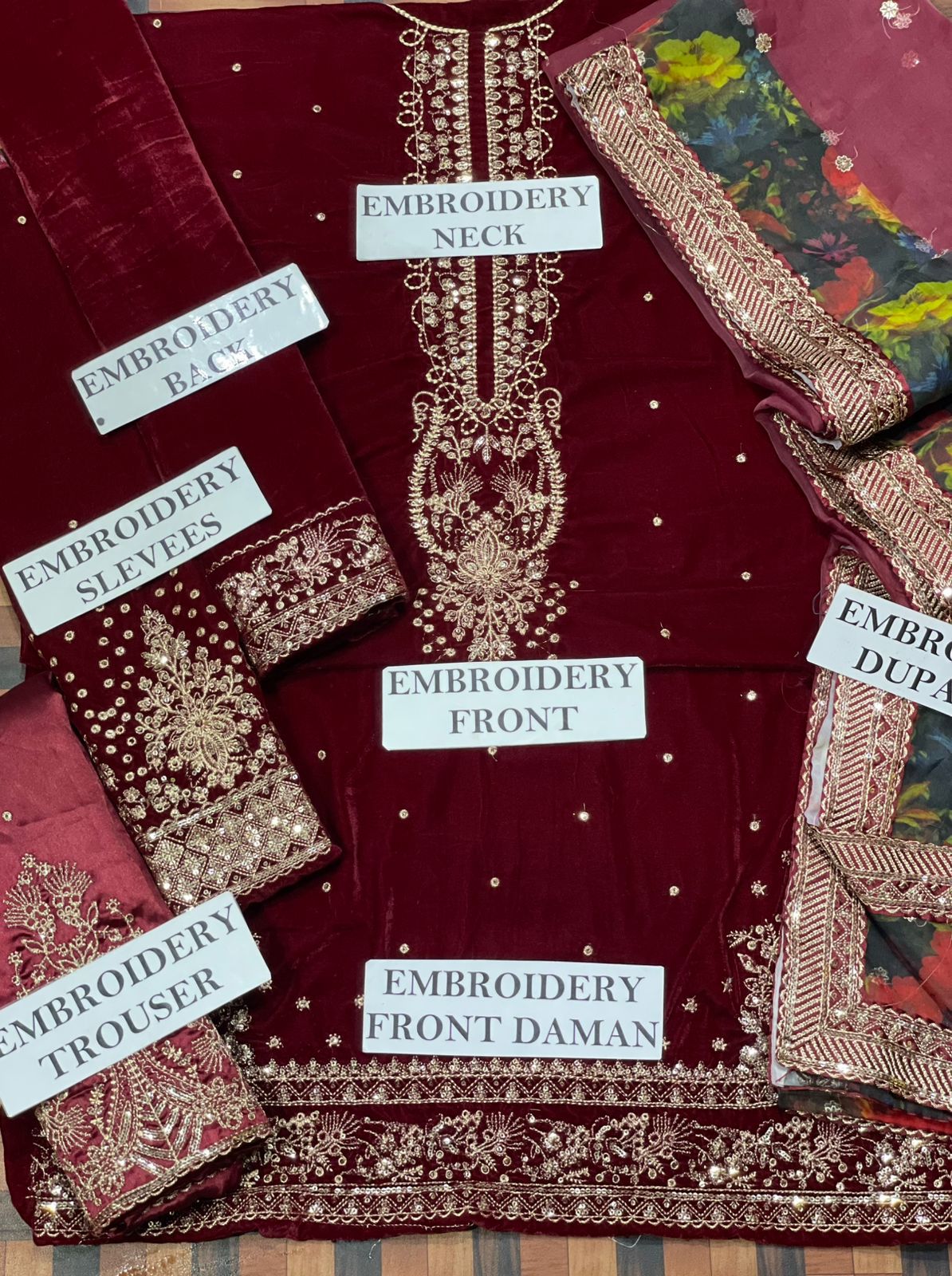 JAZMINE Luxury Embroidered Velvet 3PC Suit AB