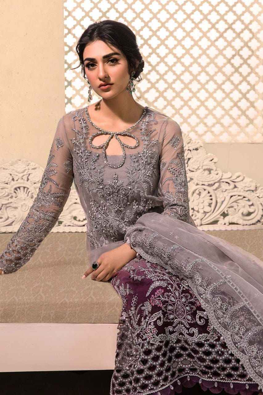 Maria B Organza Embroidered Hand-Embellished Luxury Collection 3-Piece Unstitched Suit MR