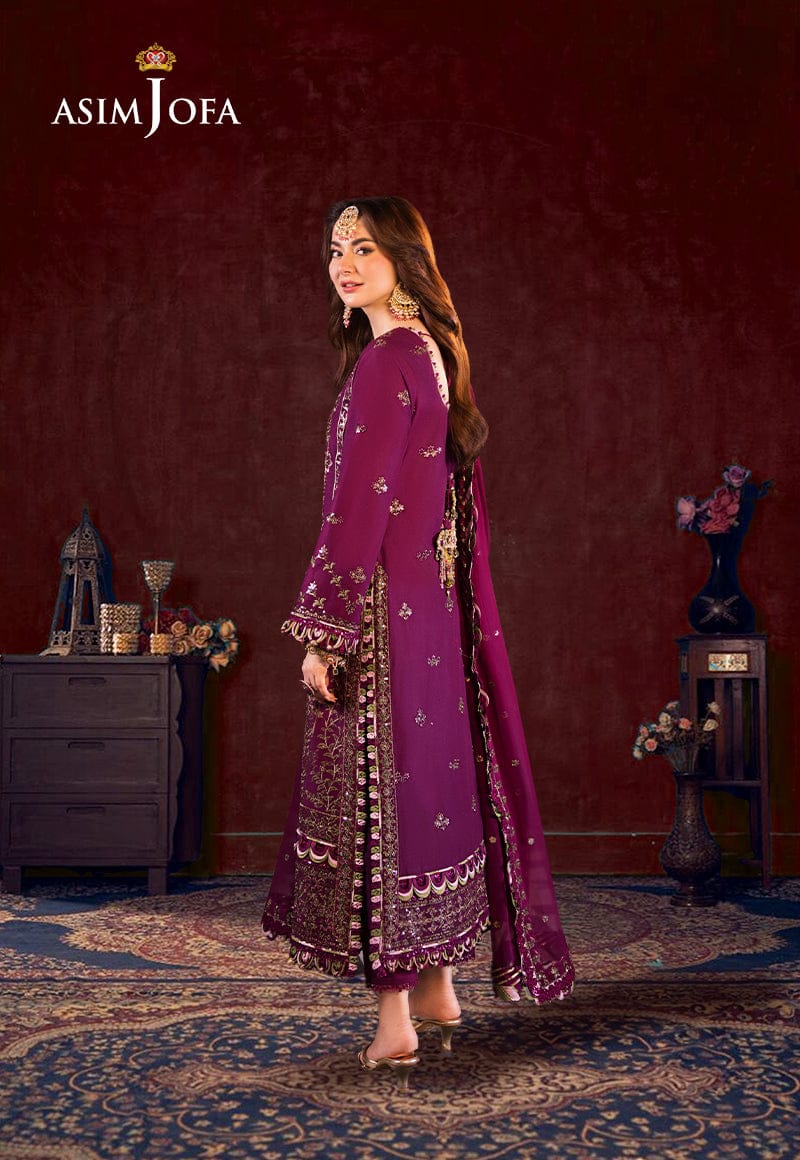 Asim Jofa Chiffon Embroidered Sequence Luxury-3-Piece Unstitched Suit MR