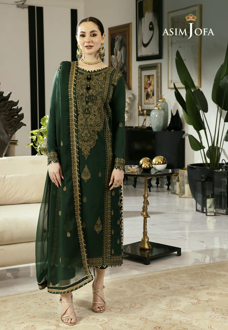 Asim Jofa Chiffon Embroidered Collection- 3-Piece Unstitched Suit MR