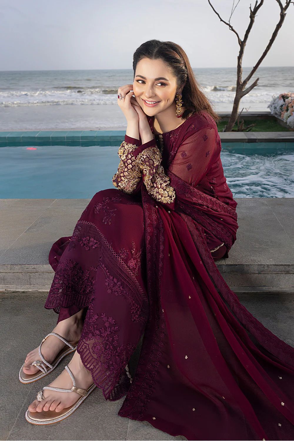 Azure Luxury Chiffon Embroidered Collection- 3-Piece Unstitched Suit MR