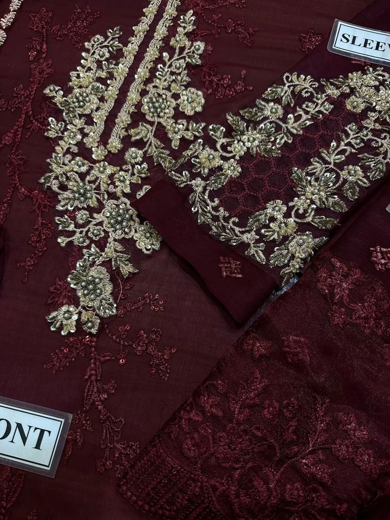 Azure Luxury Chiffon Embroidered Collection- 3-Piece Unstitched Suit MR