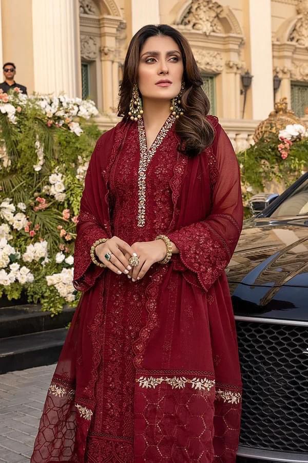 AZURE Chiffon Embroidered Luxury Collection 3-Piece Unstitched Outfit MR