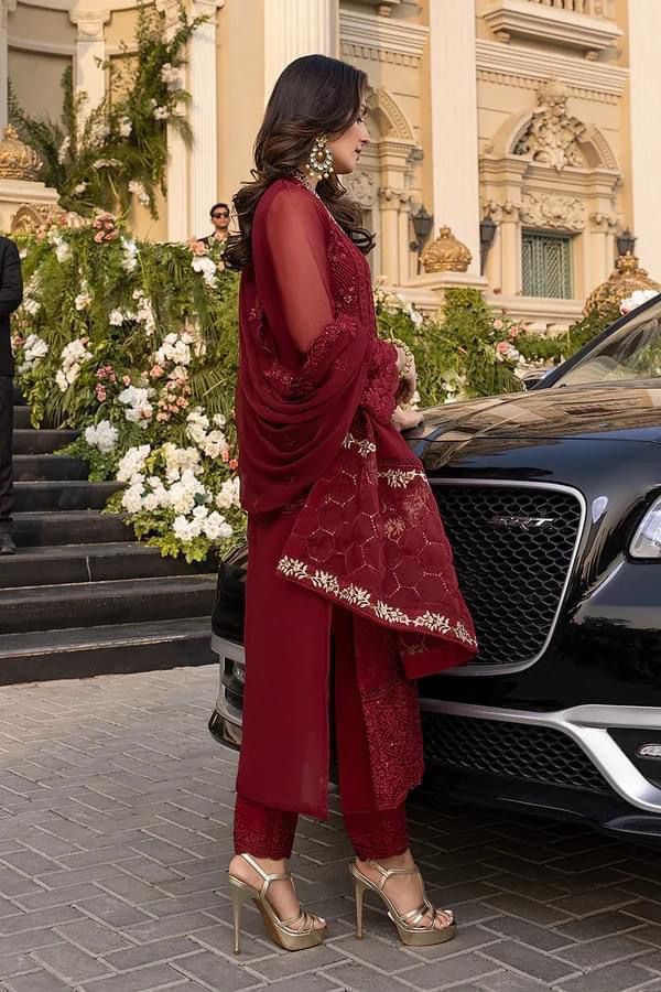 AZURE Chiffon Embroidered Luxury Collection 3-Piece Unstitched Outfit MR