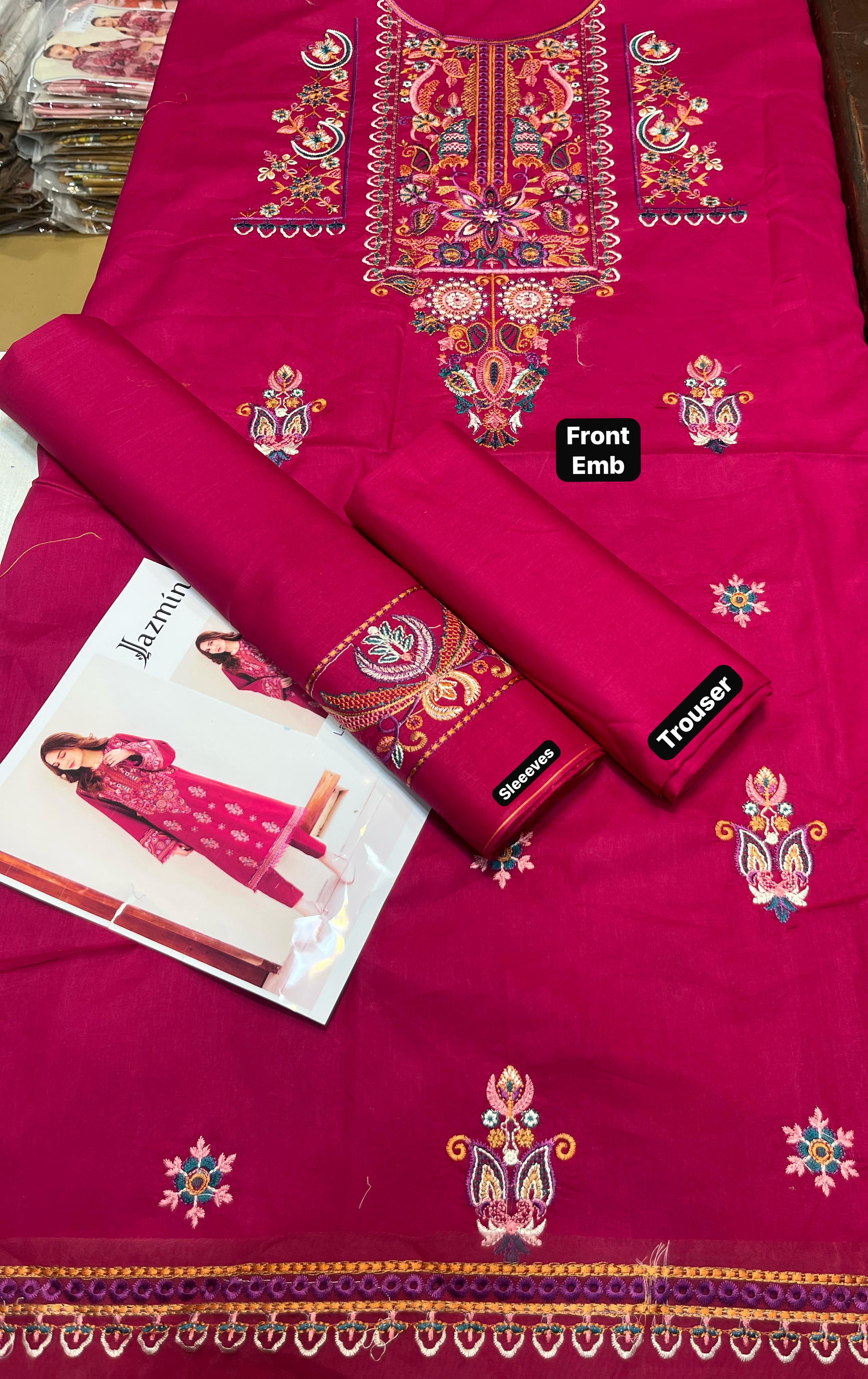 Winter 2025 Premium Dhanak  By Jazmin 2-Piece Embroidered Unstitched Suit AB