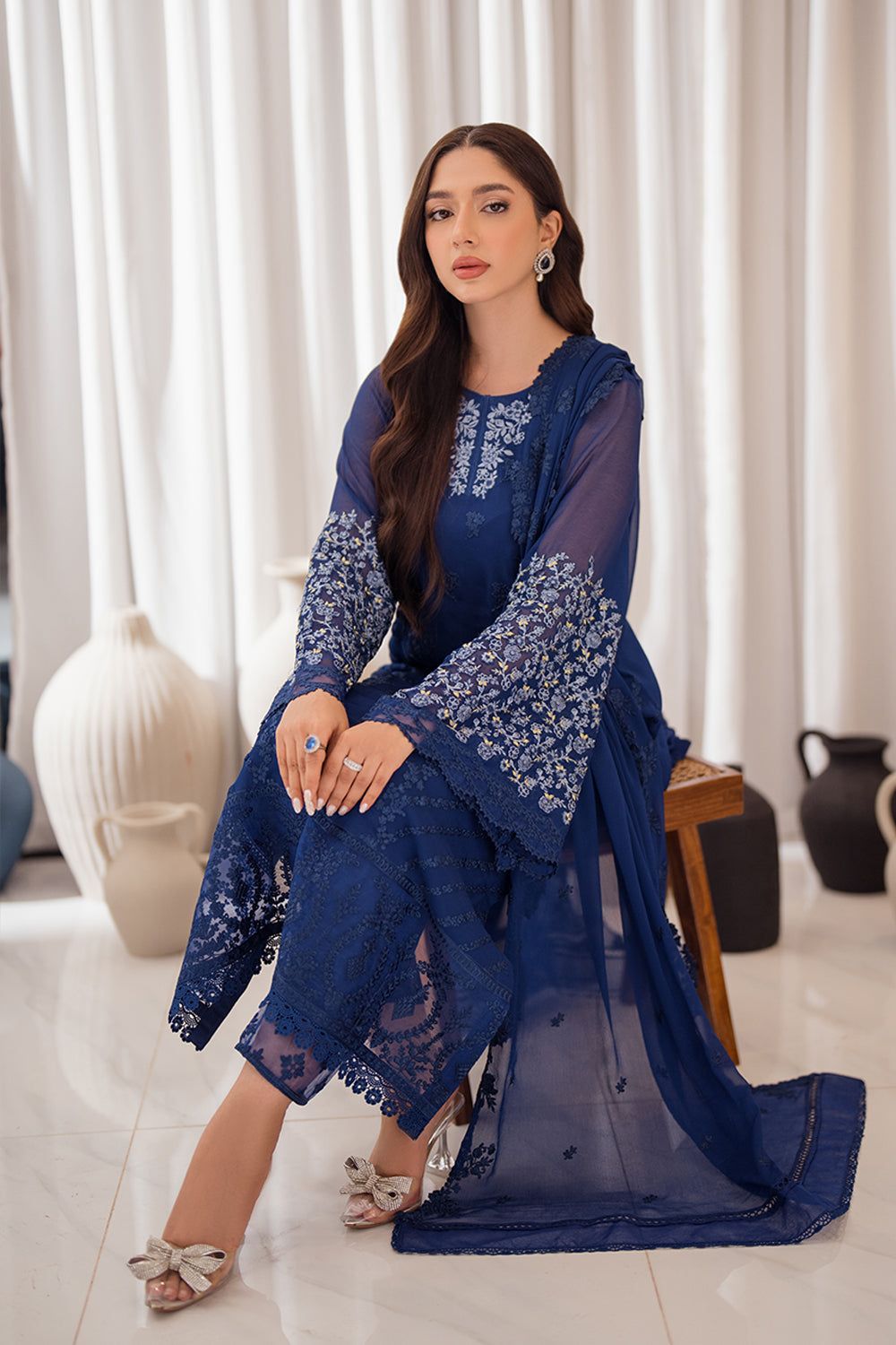 Azure Premium Chiffon 2025–2026  Fully Heavy Embroidery 3- Pic Suit FBL
