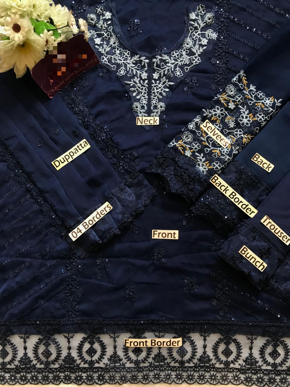 Azure Premium Chiffon 2025–2026  Fully Heavy Embroidery 3- Pic Suit FBL