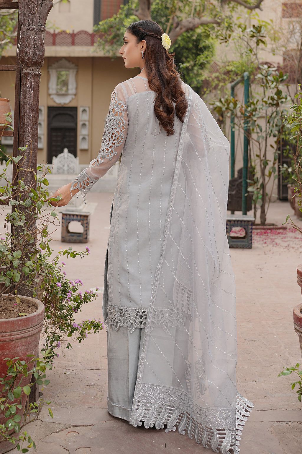 MARYAM’S Organza Embroidered Hand-Embellished Luxury Unstitched 3-Piece Suit MR