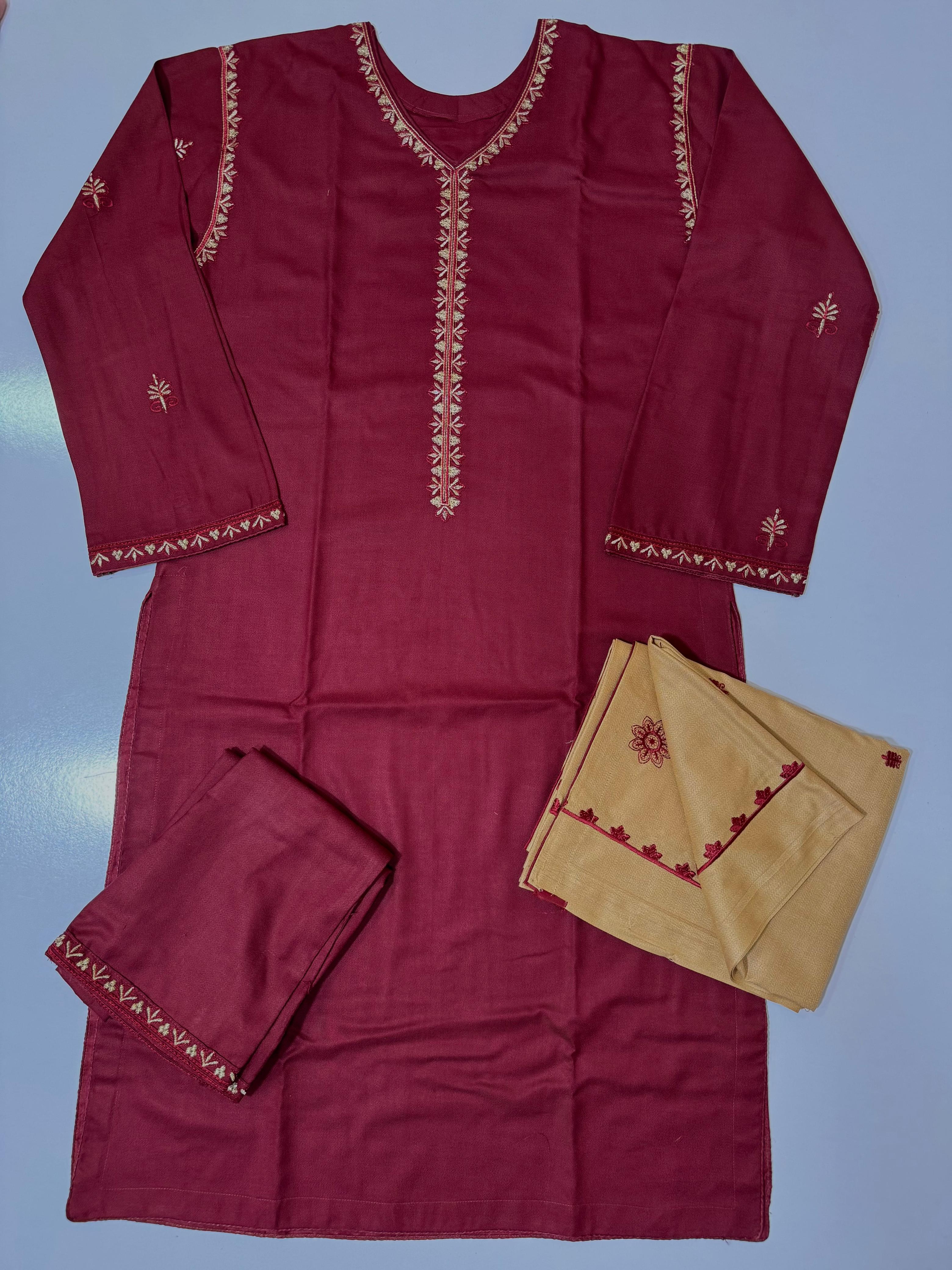 3-Piece Winter Dhanak Stitched Collection AB