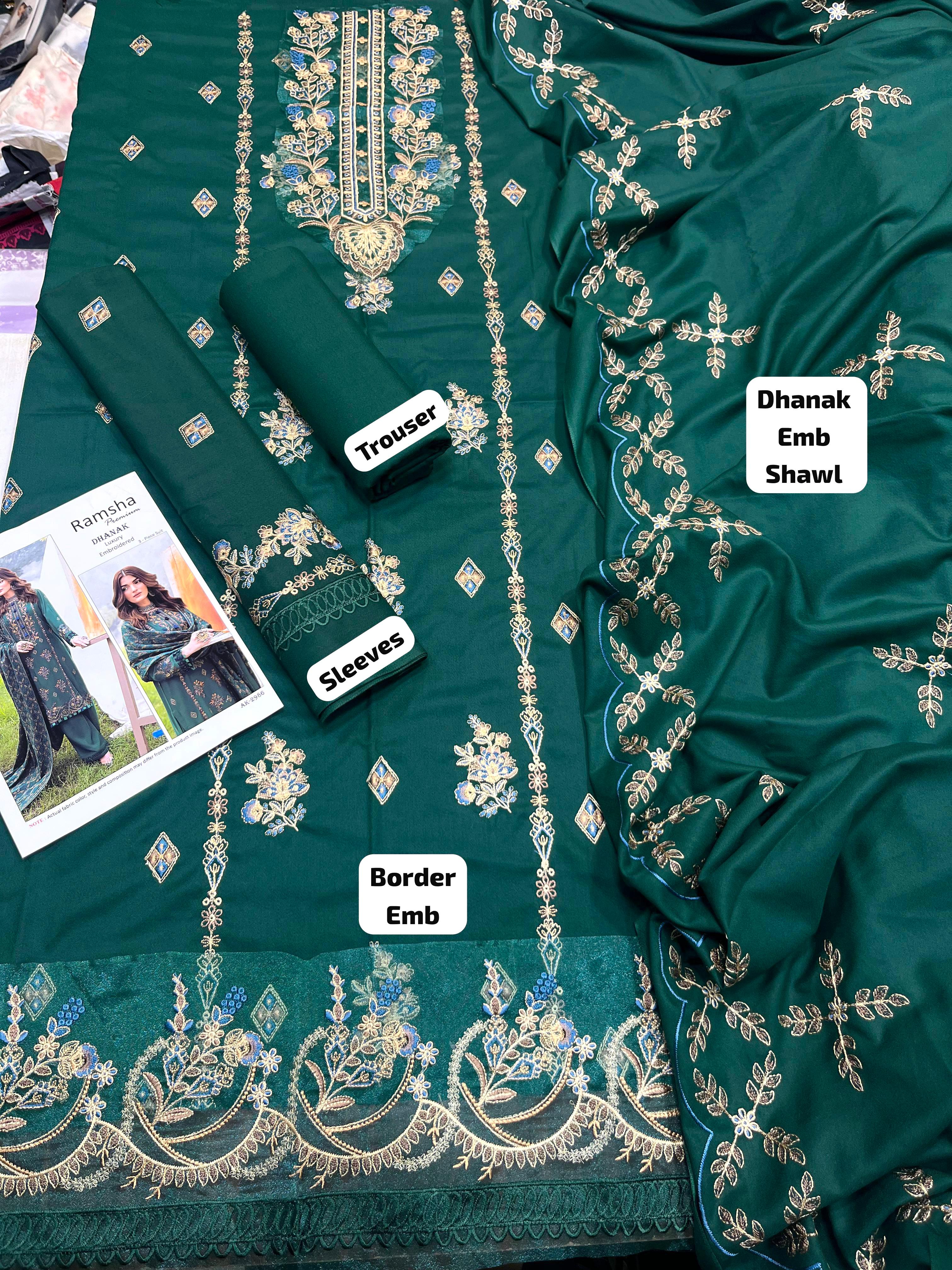RAMSHA – WINTER 2025 HOT COLLECTION Premium-3-Piece Unstitched Dhanak Suit AB