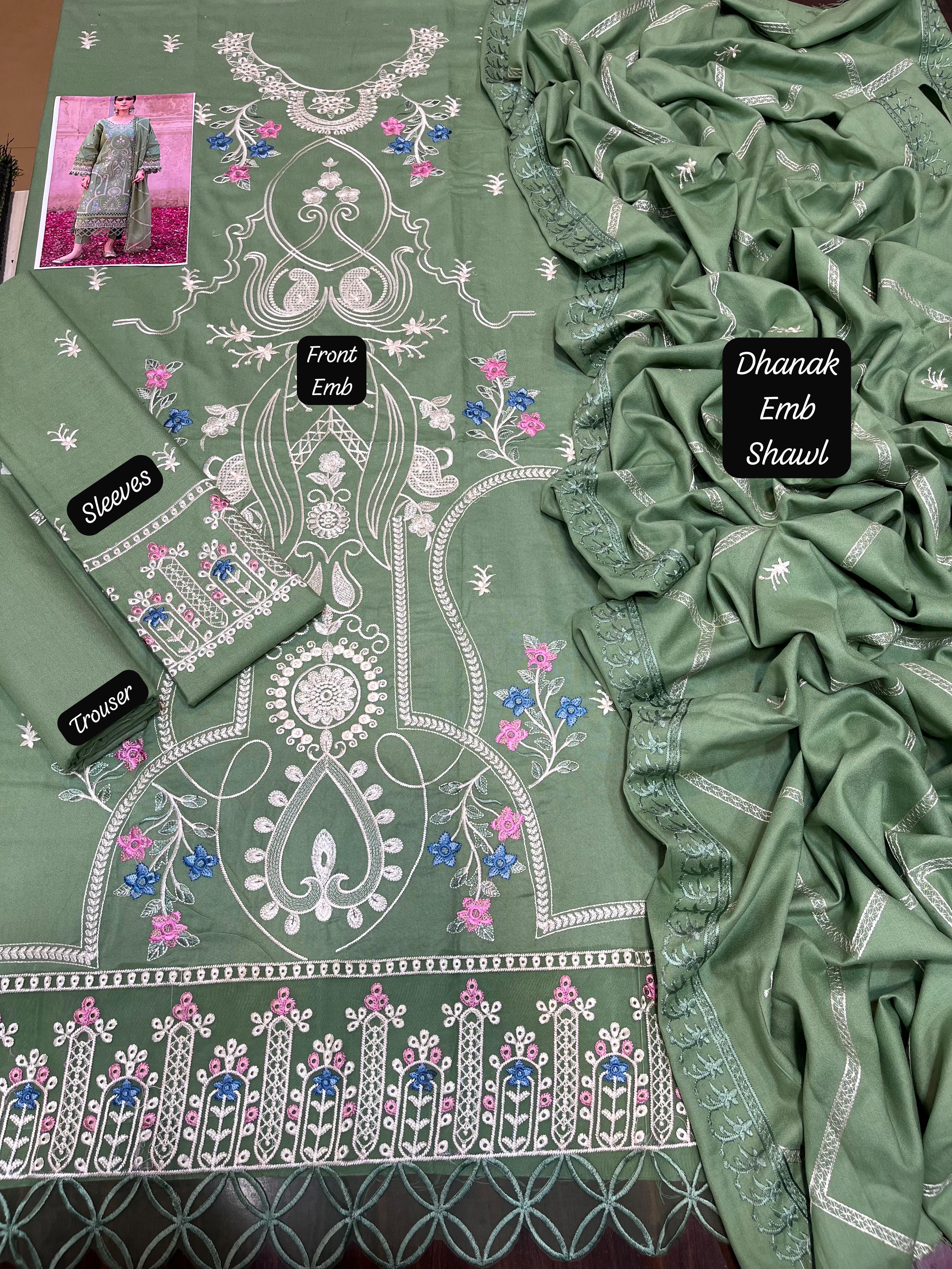 PARISHAY – WINTER 2025 HOT COLLECTION- Stunning-3-Piece Unstitched Dhanak Suit AB