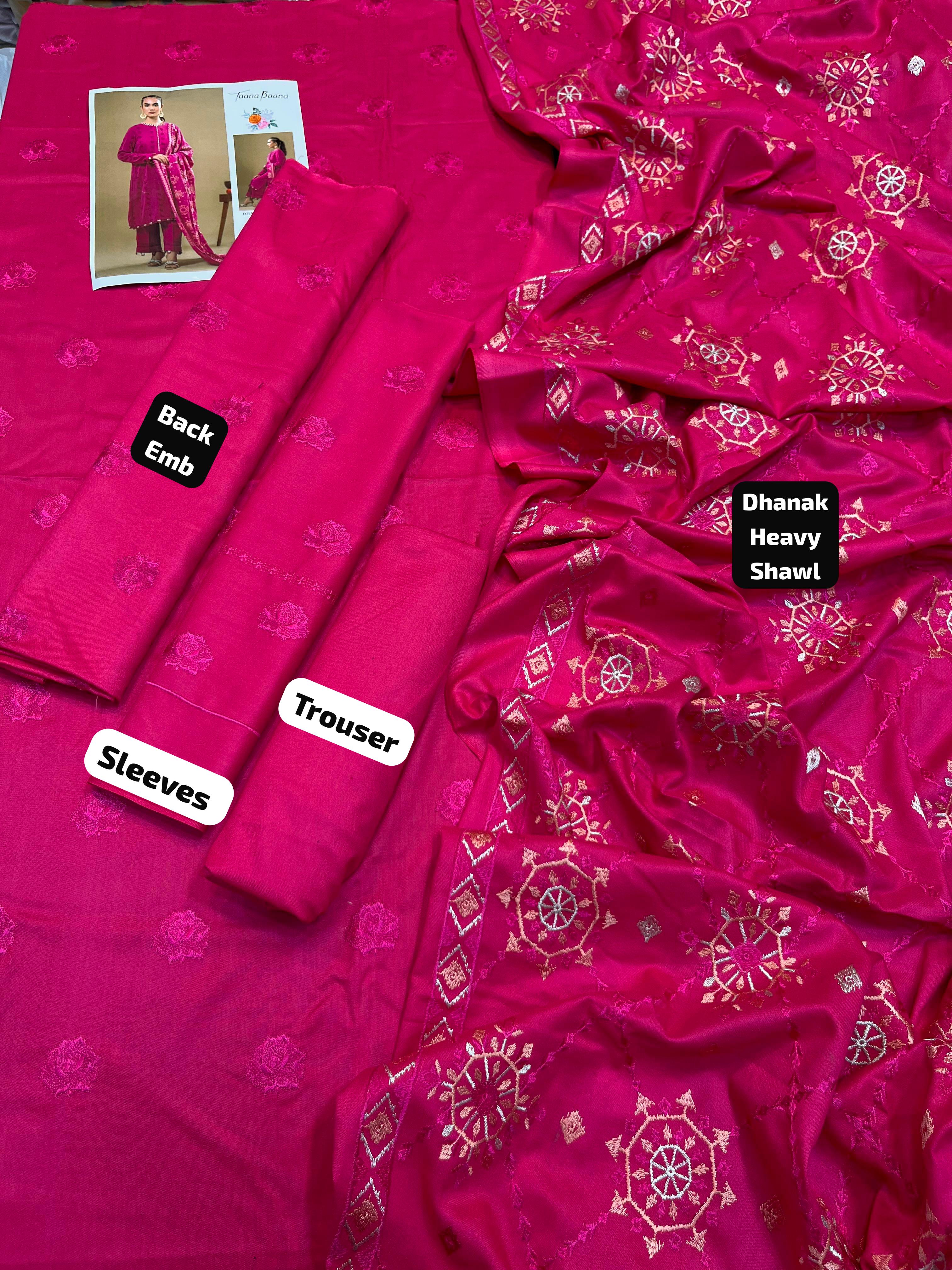 TANA BANA – WINTER 2025 HOT COLLECTION Luxurious-3-Piece Unstitched Dhanak Suit AB