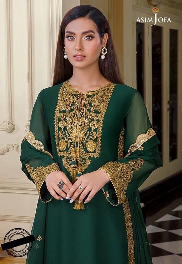 ASIM JOFA – IQRA AZIZ EDIT COLLECTION  Elegant-3-Piece Chiffon Suit AB