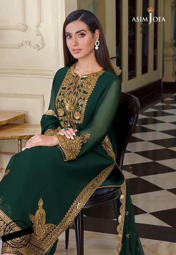 ASIM JOFA – IQRA AZIZ EDIT COLLECTION  Elegant-3-Piece Chiffon Suit AB