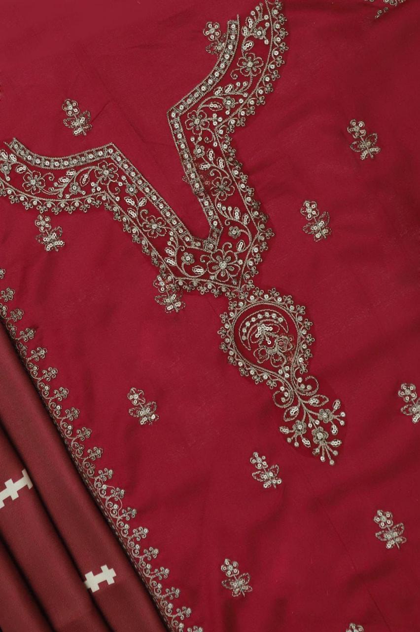Maria B 3PC Winter 2025 Collection – Premium Dhanak Fabric  Embroidered Suit  AB