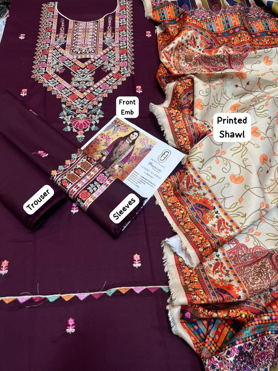 Faiza Faisal 3PC Winter 2025 Collection Embroidered Dhanak Suit Premium Quality AB