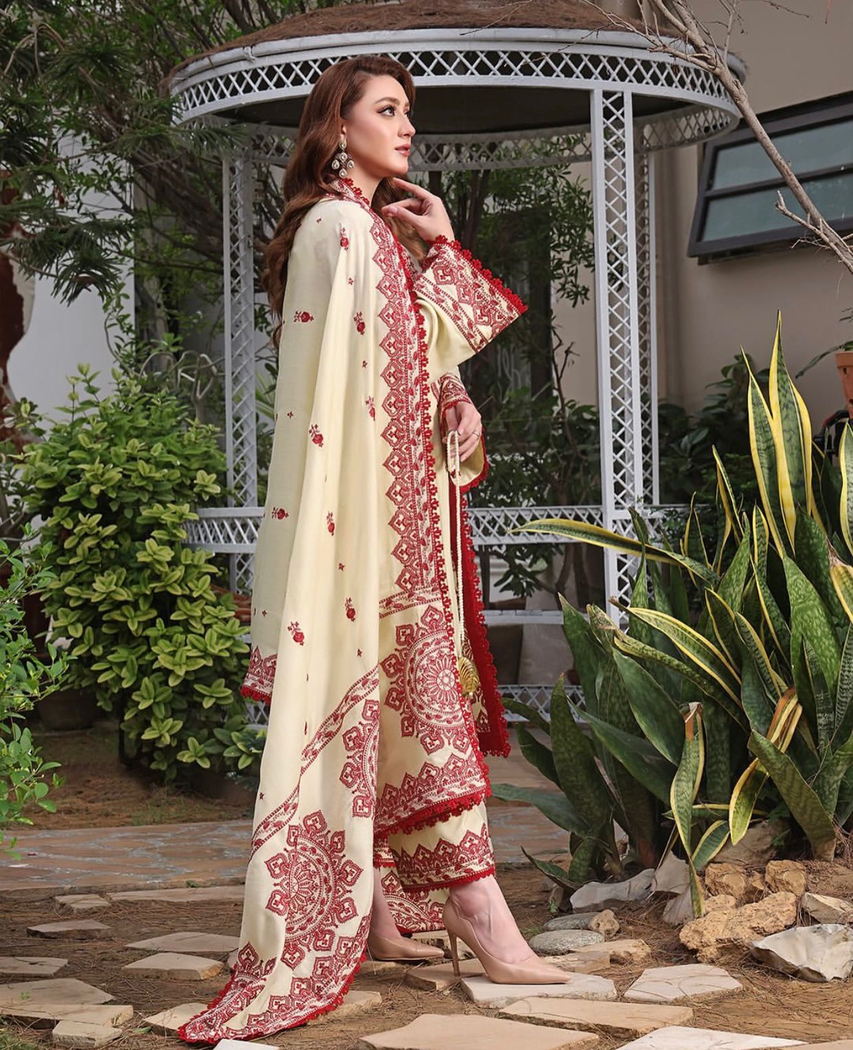 Aneela 3PC Winter 2025 Most Premium Dhanak Fabric | Heavy Embroidered Unstitched Suit AB