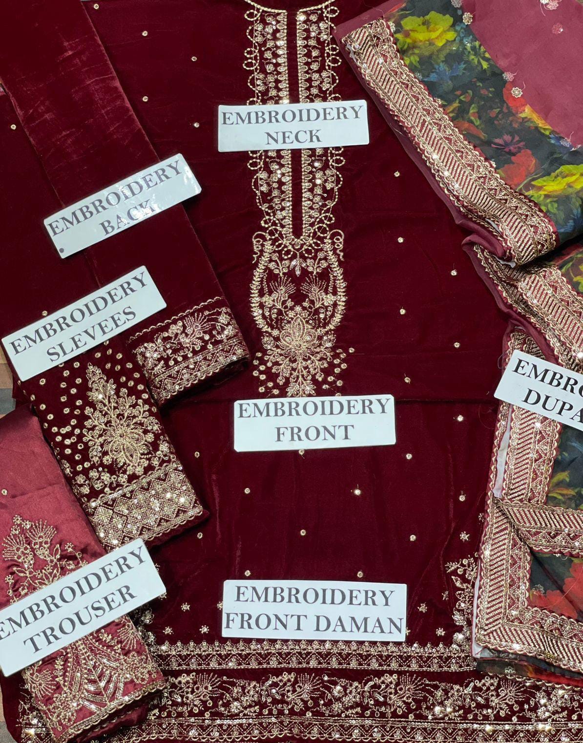 Jazmin Velvet Embroidered Luxury Unstitched 3-Piece Suit MR