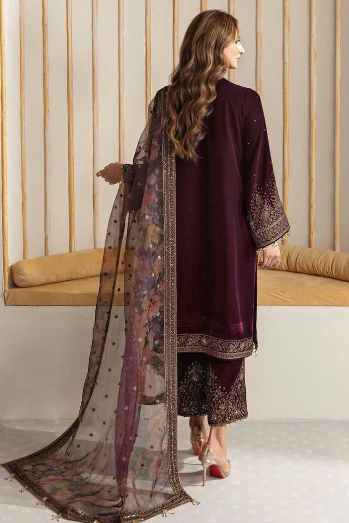 Jazmin Velvet Embroidered Luxury Unstitched 3-Piece Suit MR