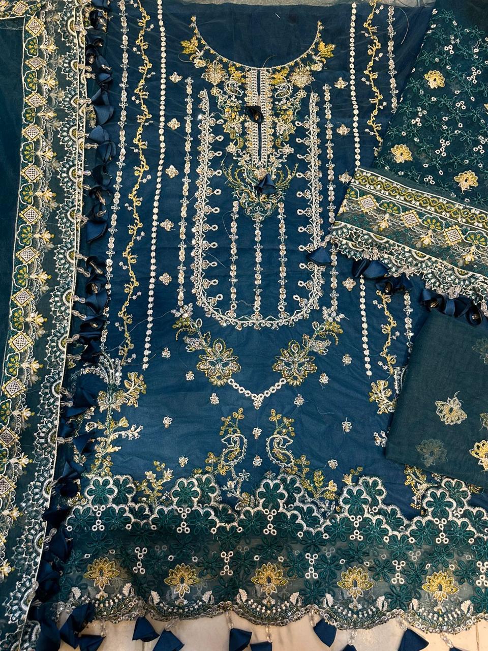 QALAMKAR BY SAHIL – LUXURY  Full Net (Premium Quality) 3 Pcs Unstitched AB