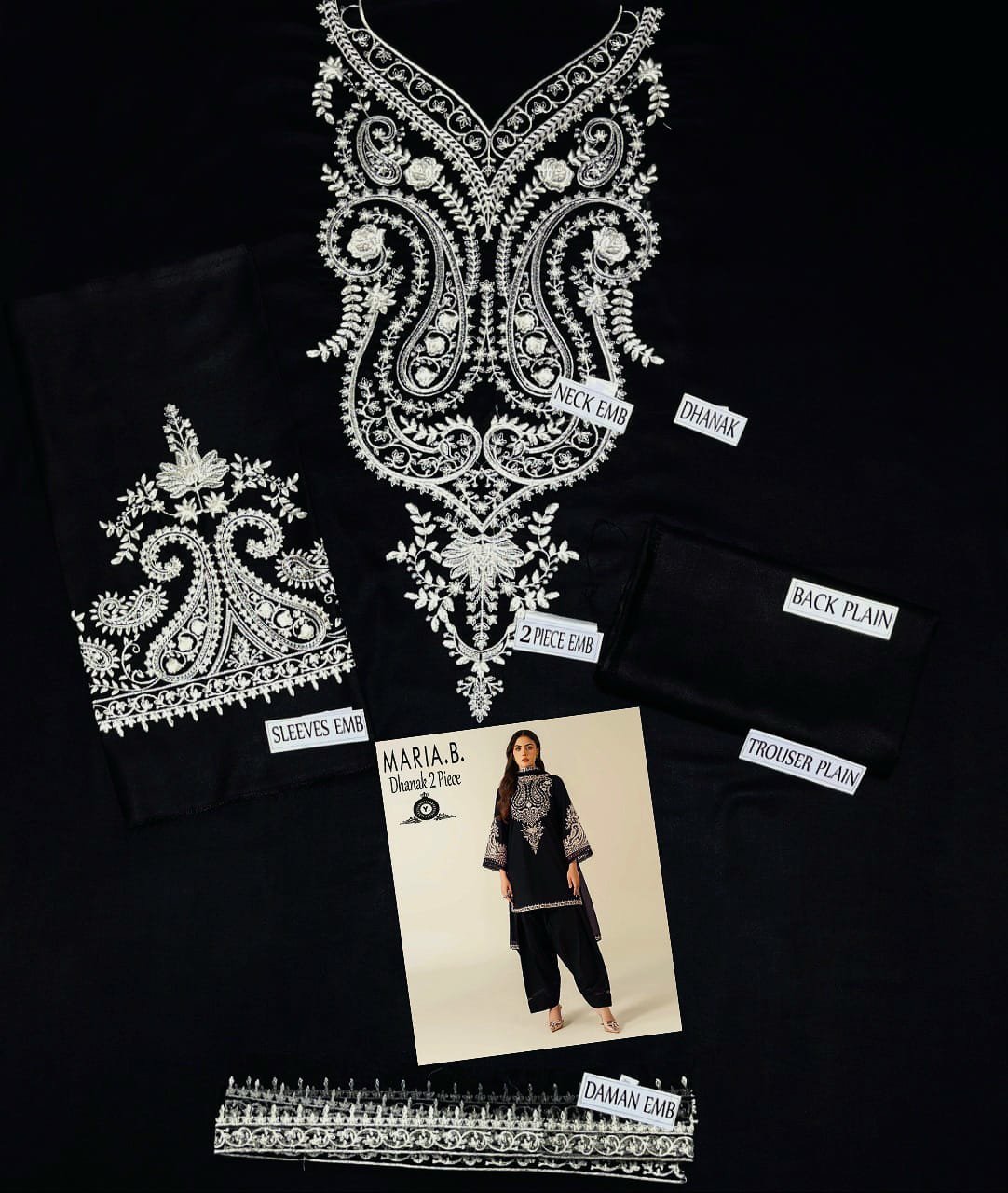 Premium Air-Jet Dhanak 2-Piece Embroidered Suit FBL