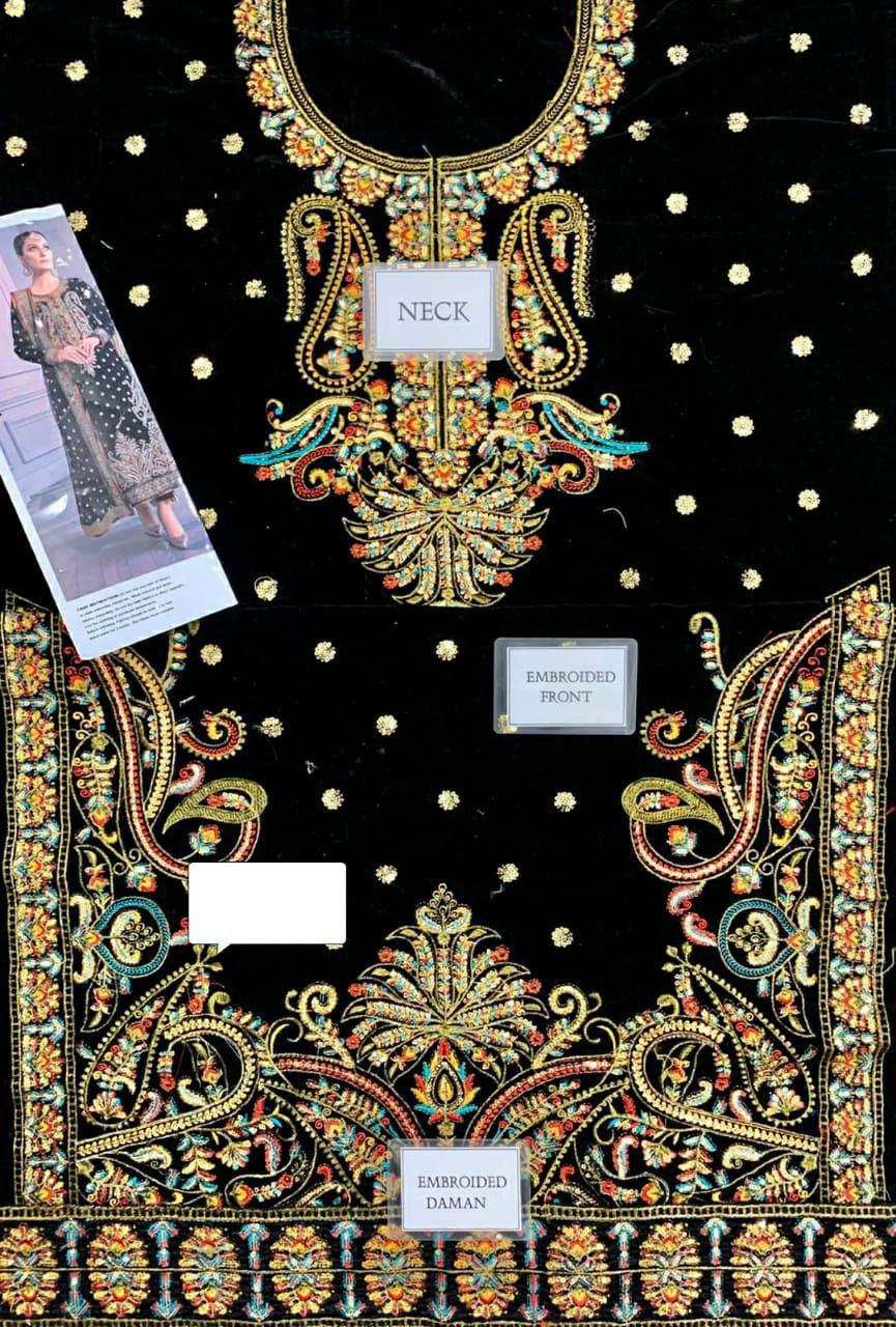 Asim Jofa Velvet Embroidered Luxury Unstitched 3-Piece Suit MR