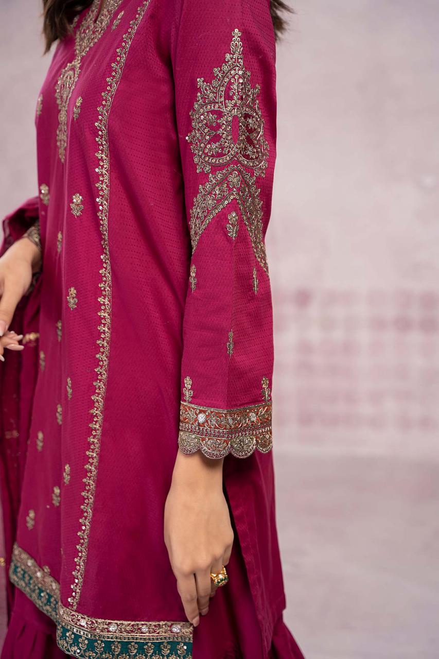 Maria B 3PC Winter 2025 Collection – Premium Dhanak Fabric  Embroidered Suit  AB