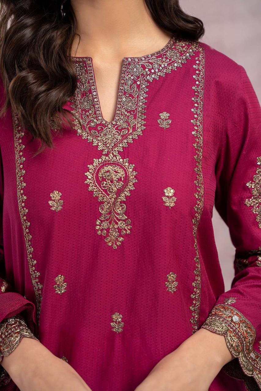 Maria B 3PC Winter 2025 Collection – Premium Dhanak Fabric  Embroidered Suit  AB