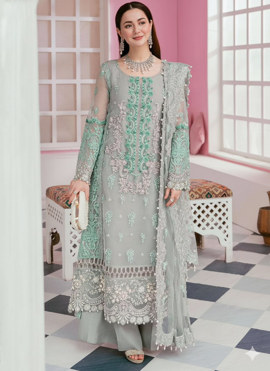 ELAF – Organza Embroidered &amp; Handworked 3PC MR
