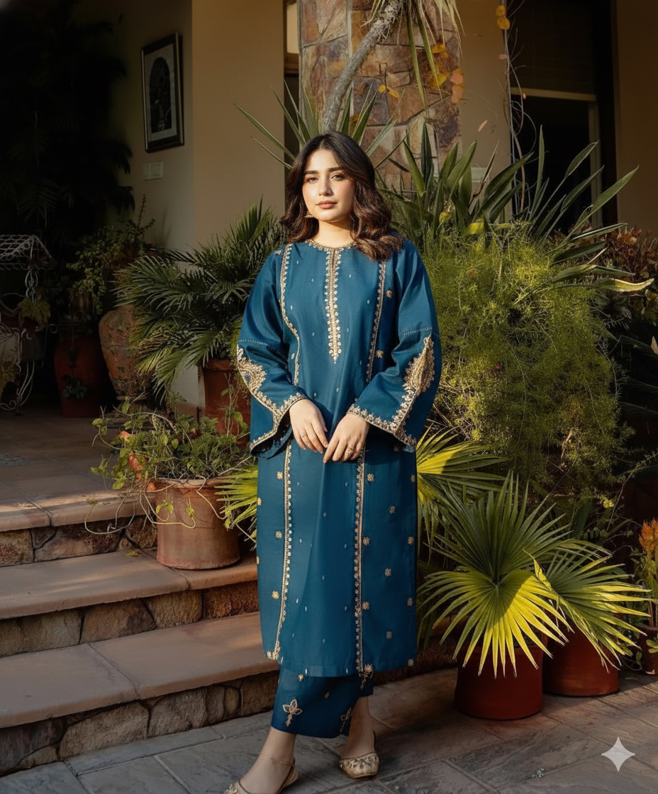 ❄ URGE – Winter Hot Collection ❄  Premium Dhanak 2-Piece Embroidered Unstitched Suit AB