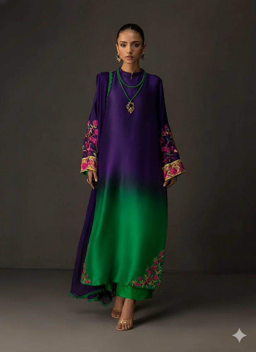 ✨ Tie Dye Digital Printed Collection – Silk 3PC ✨  Premium Shamooz Silk AB