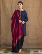 Embroidered Dhanak 3-Piece Suit – Blue&nbsp;