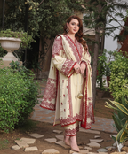 Aneela 3PC Winter 2025 Most Premium Dhanak Fabric | Heavy Embroidered Unstitched Suit AB