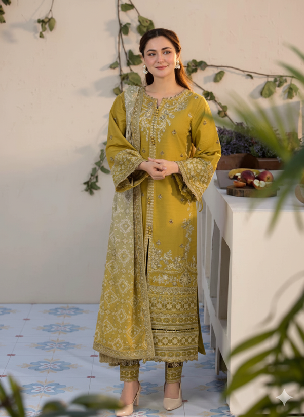 Winter Collection | Premium Dhanak 3PC Embroidered Suit TSC