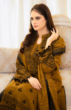 LIBAAS Most Demanding Edition – 3PC Unstitched Embroidered Dhank Suit AB