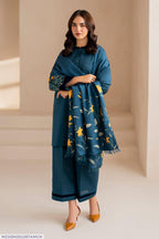Embroidered Lawn 3-Piece Suit – Blue